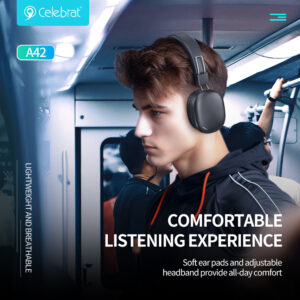 CELEBRAT headphones A42, ασύρματα & ενσύρματα, 40mm, 300mAh, μαύρα | Αξεσουάρ κινητών | elabstore.gr