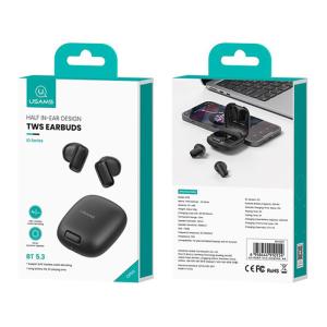 USAMS earphones με θήκη φόρτισης ID25, TWS, Φ13mm, 30/230mAh, μαύρα | Αξεσουάρ κινητών | elabstore.gr