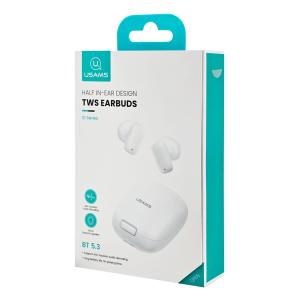 USAMS earphones με θήκη φόρτισης ID25, TWS, Φ13mm, 30/230mAh, λευκά | Αξεσουάρ κινητών | elabstore.gr