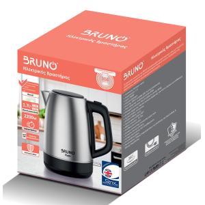 BRUNO BRN-0246 Βραστήρας νερού ανοξείδωτος 1.7L STRIX 2200W, Inox | eLabstore.gr
