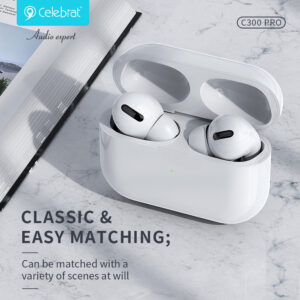 CELEBRAT earphones με θήκη φόρτισης C300 Pro, True Wireless, 13mm, 30/300mAh, λευκά | Αξεσουάρ κινητών | elabstore.gr