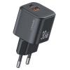 USAMS φορτιστής τοίχου CC263, USB & USB-C, 30W, GaN, μαύρος | Αξεσουάρ κινητών | elabstore.gr