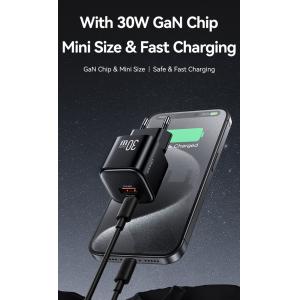 USAMS φορτιστής τοίχου CC263, USB & USB-C, 30W, GaN, λευκός | Αξεσουάρ κινητών | elabstore.gr