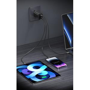 USAMS φορτιστής τοίχου CC265, USB & 2x USB-C, 67W, GaN, μαύρος | Αξεσουάρ κινητών | elabstore.gr