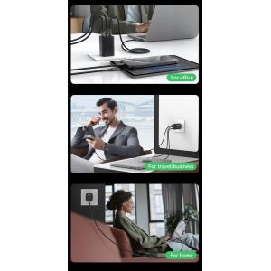 USAMS φορτιστής τοίχου CC265, USB & 2x USB-C, 67W, GaN, μαύρος | eLabstore.gr