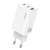USAMS φορτιστής τοίχου CC265, USB & 2x USB-C, 67W, GaN, λευκός | Αξεσουάρ κινητών | elabstore.gr