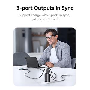 USAMS φορτιστής τοίχου CC296 με καλώδιο, USB & USB-C, 30W, μαύρος | Αξεσουάρ κινητών | elabstore.gr