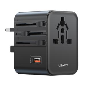 USAMS φορτιστής/αντάπτορας πρίζας CC309, USB & 2x USB-C, universal, 25W, μαύρος | Αξεσουάρ κινητών | elabstore.gr
