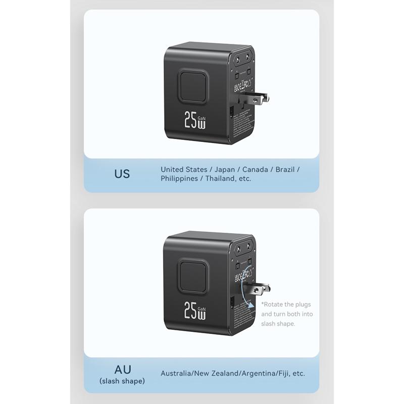 USAMS φορτιστής/αντάπτορας πρίζας CC309, USB & 2x USB-C, universal, 25W, μαύρος | eLabstore.gr USAMS φορτιστής/αντάπτορας πρίζας CC309, USB & 2x USB-C, universal, 25W, μαύρος - Image 6