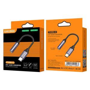 KAKUSIGA αντάπτορας USB-C σε 3.5mm KSC-428, γκρι | Καλώδια - Αντάπτορες | elabstore.gr