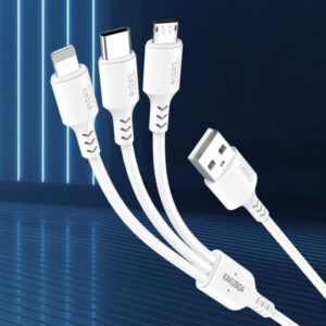KAKUSIGA καλώδιο USB σε USB-C/Lightning/Micro USB KSC-997, 5A, 1.2m, λευκό | Καλώδια - Αντάπτορες | elabstore.gr