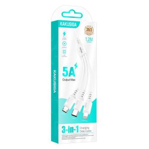 KAKUSIGA καλώδιο USB σε USB-C/Lightning/Micro USB KSC-997, 5A, 1.2m, λευκό | Καλώδια - Αντάπτορες | elabstore.gr