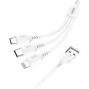 KAKUSIGA καλώδιο USB σε USB-C/Lightning/Micro USB KSC-997, 5A, 1.2m, λευκό | Καλώδια - Αντάπτορες | elabstore.gr