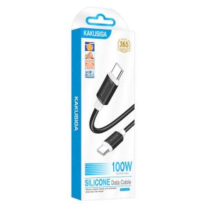 KAKUSIGA καλώδιο USB-C σε USB-C KSC-998, σιλικόνης, 100W, 480Mbps, 1m, μαύρο | Καλώδια - Αντάπτορες | elabstore.gr