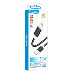 KAKUSIGA καλώδιο Lightning σε USB-C KSC-998, σιλικόνης, 30W, 480Mbps, 1m, μαύρο | Καλώδια - Αντάπτορες | elabstore.gr