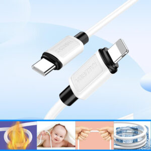 KAKUSIGA καλώδιο Lightning σε USB-C KSC-998, σιλικόνης, 30W, 480Mbps, 1m, λευκό | Καλώδια - Αντάπτορες | elabstore.gr
