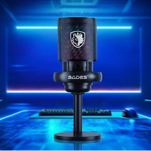 SADES gaming μικρόφωνο TYTO με βάση γραφείου & επιτραπέζια, pop φίλτρο, καρδιοειδές, USB, μαύρο | Συνοδευτικά PC | elabstore.gr