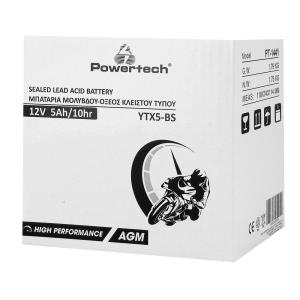 POWERTECH μπαταρία μολύβδου μοτοσυκλέτας PT-1441, 12V 5Ah, AGM, YTX5-BS | Gadgets - Αξεσουάρ | elabstore.gr