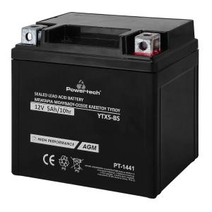 POWERTECH μπαταρία μολύβδου μοτοσυκλέτας PT-1441, 12V 5Ah, AGM, YTX5-BS | Gadgets - Αξεσουάρ | elabstore.gr