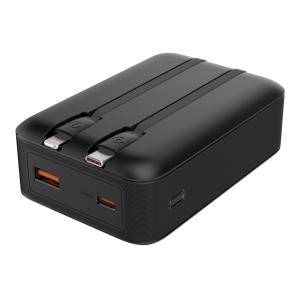 POWERTECH power bank PT-1504 με καλώδια & οθόνη, 20000mah, 22.5W, μαύρο | Αξεσουάρ κινητών | elabstore.gr