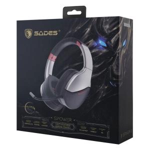 SADES gaming headset SPOWER, 3.5mm σύνδεση, 40mm, multi-platform, ασημί | eLabstore.gr SADES gaming headset SPOWER, 3.5mm σύνδεση, 40mm, multi-platform, ασημί | eLabstore.gr