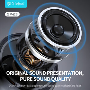 CELEBRAT φορητό ηχείο SP-23, 5W, Bluetooth, 1200mAh, μαύρο | eLabstore.gr CELEBRAT φορητό ηχείο SP-23, 5W, Bluetooth, 1200mAh, μαύρο | Εικόνα & Ήχος | elabstore.gr