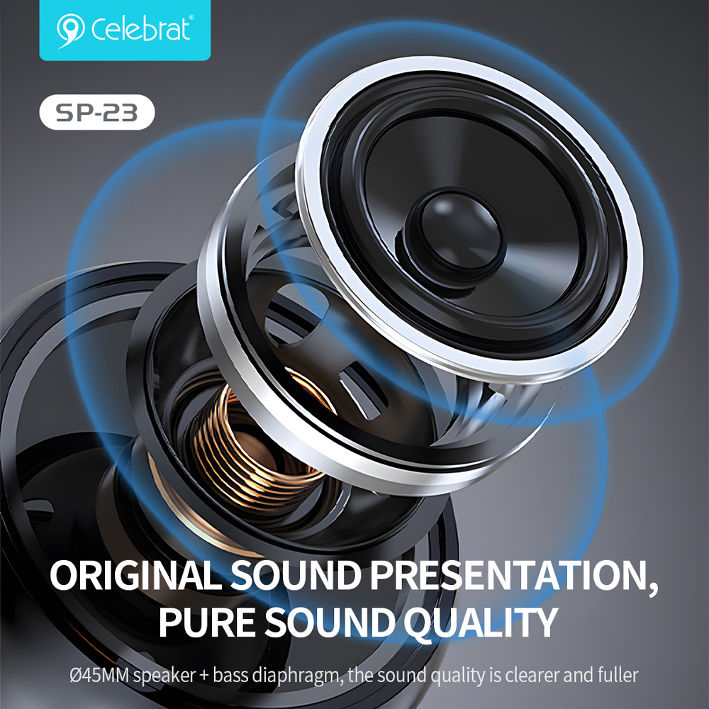 CELEBRAT φορητό ηχείο SP-23, 5W, Bluetooth, 1200mAh, μαύρο | eLabstore.gr CELEBRAT φορητό ηχείο SP-23, 5W, Bluetooth, 1200mAh, μαύρο | Εικόνα & Ήχος | elabstore.gr