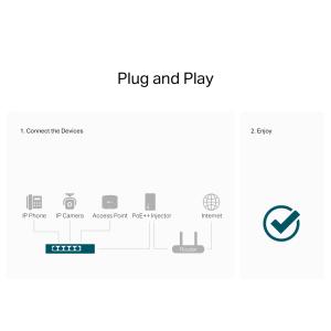 TP-LINK desktop switch TL-SG1005P-PD, 5x Gigabit θύρες, PoE+, UN/1.0 | eLabstore.gr