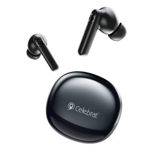 CELEBRAT earphones με θήκη φόρτισης W71, True Wireless, 10mm, 30/200mAh, μαύρα | Αξεσουάρ κινητών | elabstore.gr