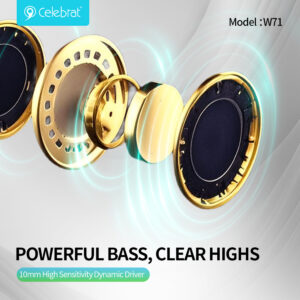 CELEBRAT earphones με θήκη φόρτισης W71, True Wireless, 10mm, 30/200mAh, λευκά | Αξεσουάρ κινητών | elabstore.gr
