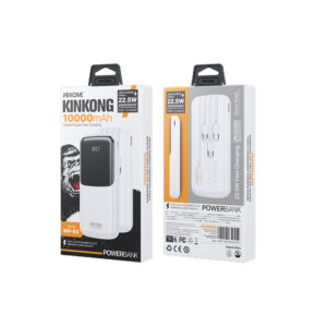 Power Bank 10000mAh PD 22,5W WK WP-65 2 Θέσεων, με καλώδιο USB-C/Lightning/Micro/USB Λευκό | Φόρτιση | elabstore.gr