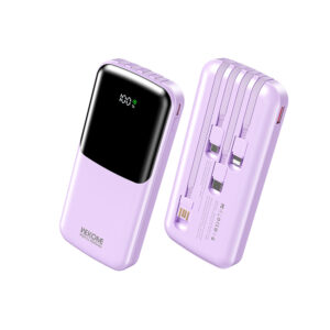 Power Bank 10000mAh PD 22,5W WK WP-65 2 Θέσεων, με καλώδιο USB-C/Lightning/Micro/USB Μωβ | Φόρτιση | elabstore.gr