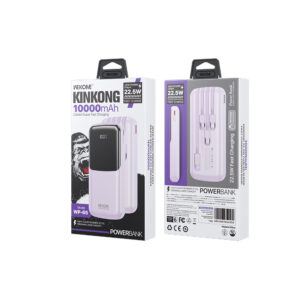 Power Bank 10000mAh PD 22,5W WK WP-65 2 Θέσεων, με καλώδιο USB-C/Lightning/Micro/USB Μωβ | Φόρτιση | elabstore.gr