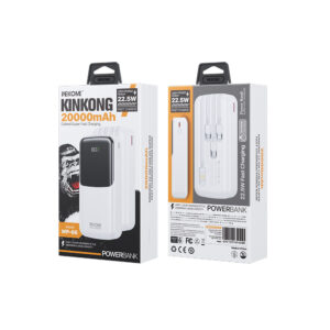 Power Bank 20000mAh PD 22,5W WK WP-66 2 Θέσεων, με καλώδιο USB-C/Lightning/Micro/USB Λευκό | Φόρτιση | elabstore.gr