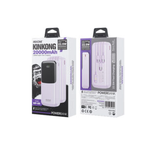 Power Bank 20000mAh PD 22,5W WK WP-66 2 Θέσεων, με καλώδιο USB-C/Lightning/Micro/USB Μωβ | Φόρτιση | elabstore.gr