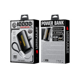 Power Bank 10000mAh PD 22,5W WK WP-113 2 Θέσεων, με καλώδιο USB-C/Lightning Μαύρο | Φόρτιση | elabstore.gr