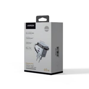 Φορτιστής Σπιτιού GaN PD 65W UGREEN X615 65825 2 Θέσεων, με καλώδιο USB-C 65W Γκρι | Φόρτιση | elabstore.gr