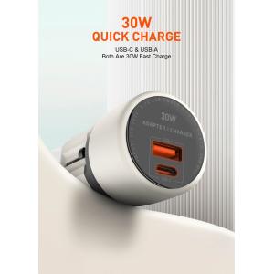 LDNIO φορτιστής τοίχου Q2319 με καλώδιο Lightning, EU/UK/US/AU βύσμα, USB/USB-C, 30W, γκρι | Αξεσουάρ κινητών | elabstore.gr