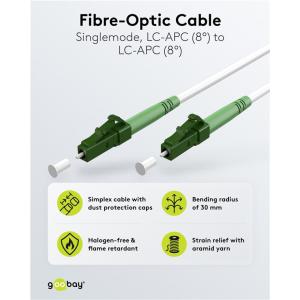 GOOBAY καλώδιο οπτικής ίνας LC-APC 59588, Singlemode OS2, 10m, λευκό | Καλώδια - Αντάπτορες | elabstore.gr