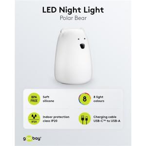 GOOBAY LED φωτιστικό νυκτός πολική αρκούδα 61647, RGB, επαναφορτιζόμενο, λευκό | Φωτισμός | elabstore.gr