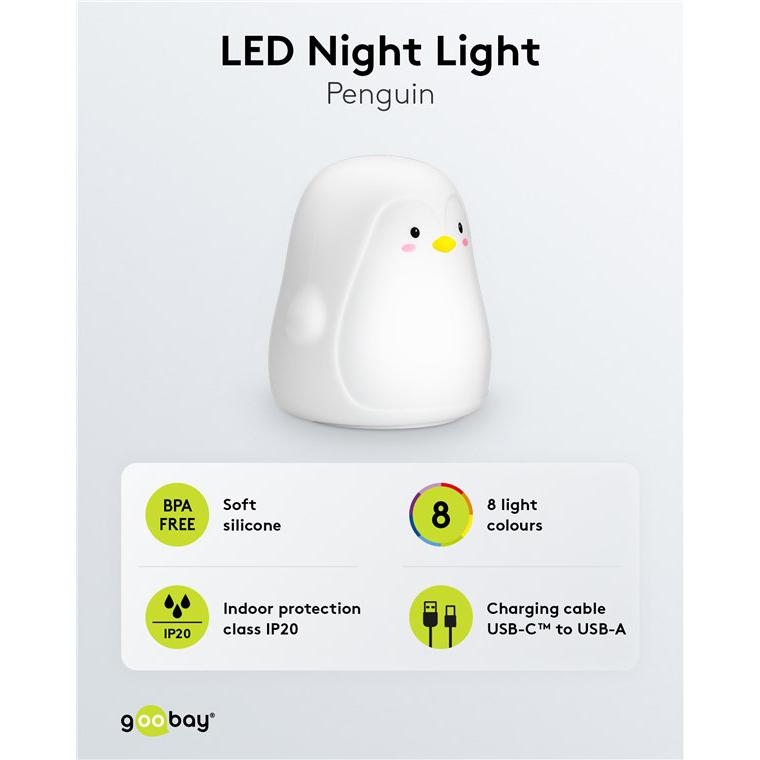 GOOBAY LED φωτιστικό νυκτός πιγκουίνος 61648, RGB, επαναφορτιζόμενο, λευκό | eLabstore.gr GOOBAY LED φωτιστικό νυκτός πιγκουίνος 61648, RGB, επαναφορτιζόμενο, λευκό | Φωτισμός | elabstore.gr