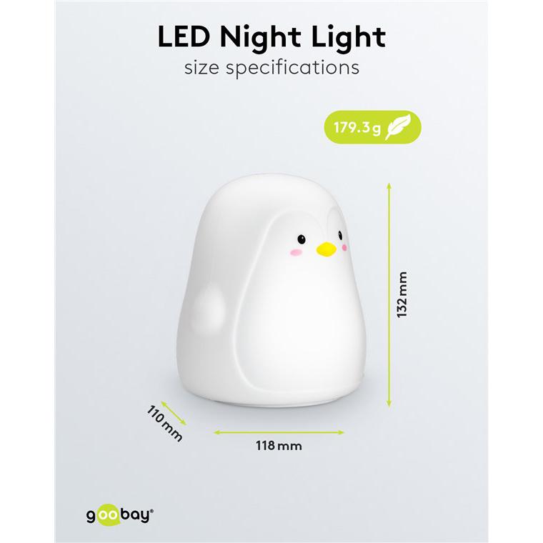 GOOBAY LED φωτιστικό νυκτός πιγκουίνος 61648, RGB, επαναφορτιζόμενο, λευκό | eLabstore.gr GOOBAY LED φωτιστικό νυκτός πιγκουίνος 61648, RGB, επαναφορτιζόμενο, λευκό | Φωτισμός | elabstore.gr