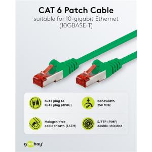 GOOBAY καλώδιο δικτύου 68288, CAT 6 S/FTP, copper, 250MHz, 0.50m, πράσινο | Καλώδια - Αντάπτορες | elabstore.gr