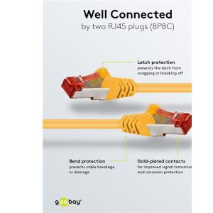 GOOBAY καλώδιο δικτύου 68299, CAT 6 S/FTP, copper, 250MHz, 0.50m, κίτρινο | Καλώδια - Αντάπτορες | elabstore.gr