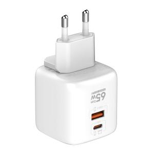 LDNIO φορτιστής τοίχου Q2617 με καλώδιο USB-C, EU/UK/US βύσμα, USB/USB-C, 65W, GaN, λευκός | eLabstore.gr