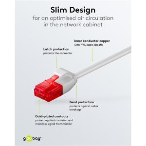 GOOBAY καλώδιο δικτύου 71546, CAT 6 U/UTP, slim, copper, 250MHz, 0.25m, γκρι | Καλώδια - Αντάπτορες | elabstore.gr
