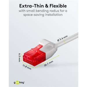 GOOBAY καλώδιο δικτύου 71546, CAT 6 U/UTP, slim, copper, 250MHz, 0.25m, γκρι | Καλώδια - Αντάπτορες | elabstore.gr