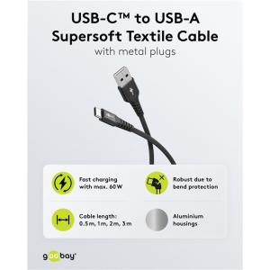GOOBAY καλώδιο USB-C σε USB 74527, 60W, 480Mbps, 2m, μαύρο | Καλώδια - Αντάπτορες | elabstore.gr