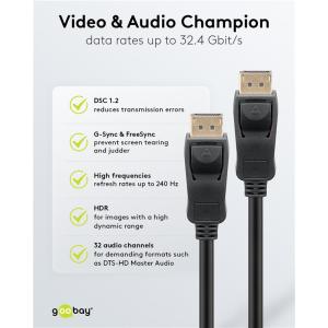 GOOBAY καλώδιο DisplayPort 74778, VESA Certified, 8K/60Hz, 32.4 Gbps, 2m, μαύρο | eLabstore.gr
