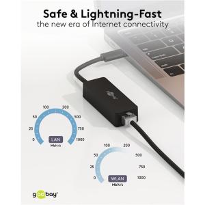 GOOBAY αντάπτορας δικτύου 76579, USB-C, 1000Mbps Ethernet, μαύρος | Δικτυακά | elabstore.gr